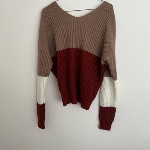 Color Block Knit Sweater with twist back